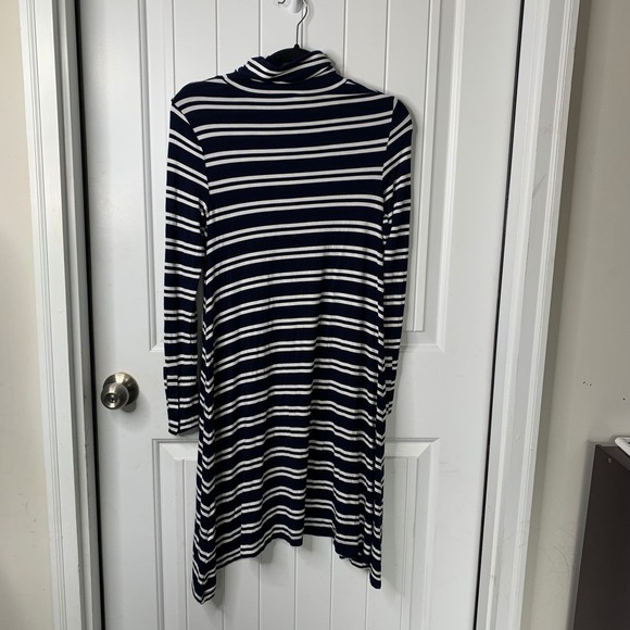 Anthropologie Maeve navy Striped Turtleneck Long Sleeve Dress XS Small - Picture 3 of 6
